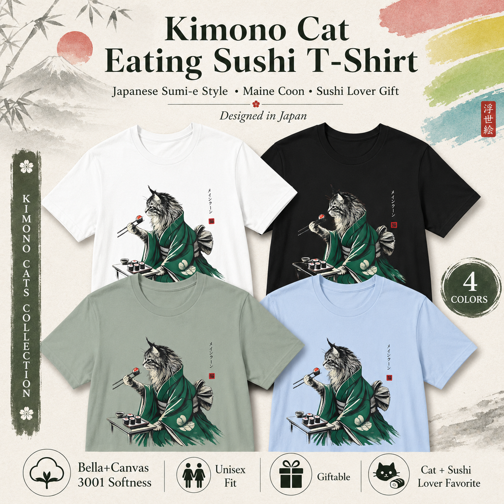 Sushi Cat T-Shirt - Master Your Style with the Sushi Master Cat Tee