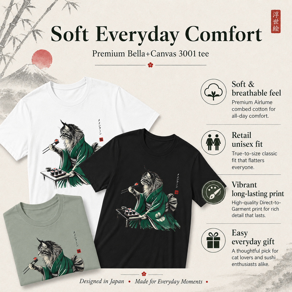 Sushi Cat T-Shirt - Master Your Style with the Sushi Master Cat Tee