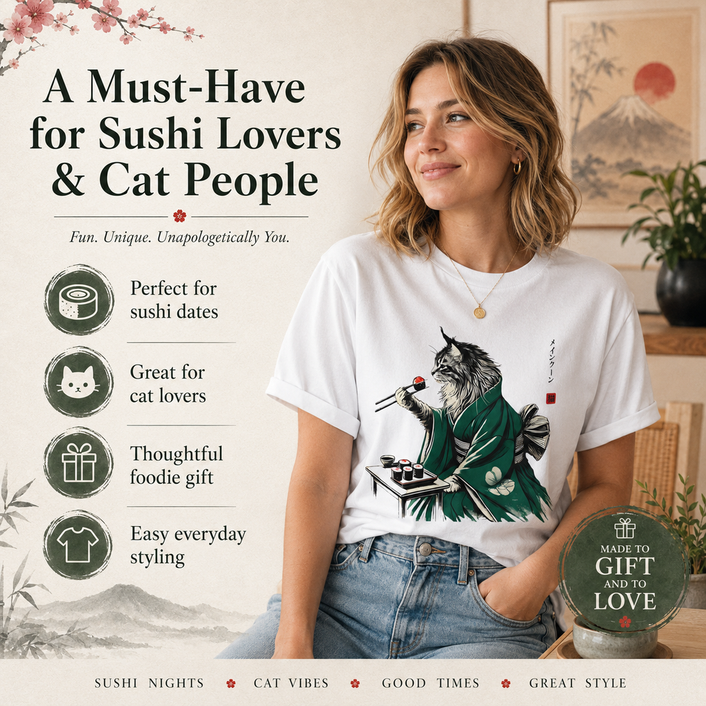 Sushi Cat T-Shirt - Master Your Style with the Sushi Master Cat Tee