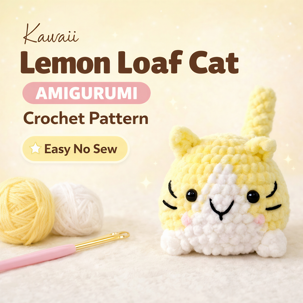 Lemon Loaf Cat Crochet Pattern, Easy No Sew Amigurumi PDF (Digital Download)