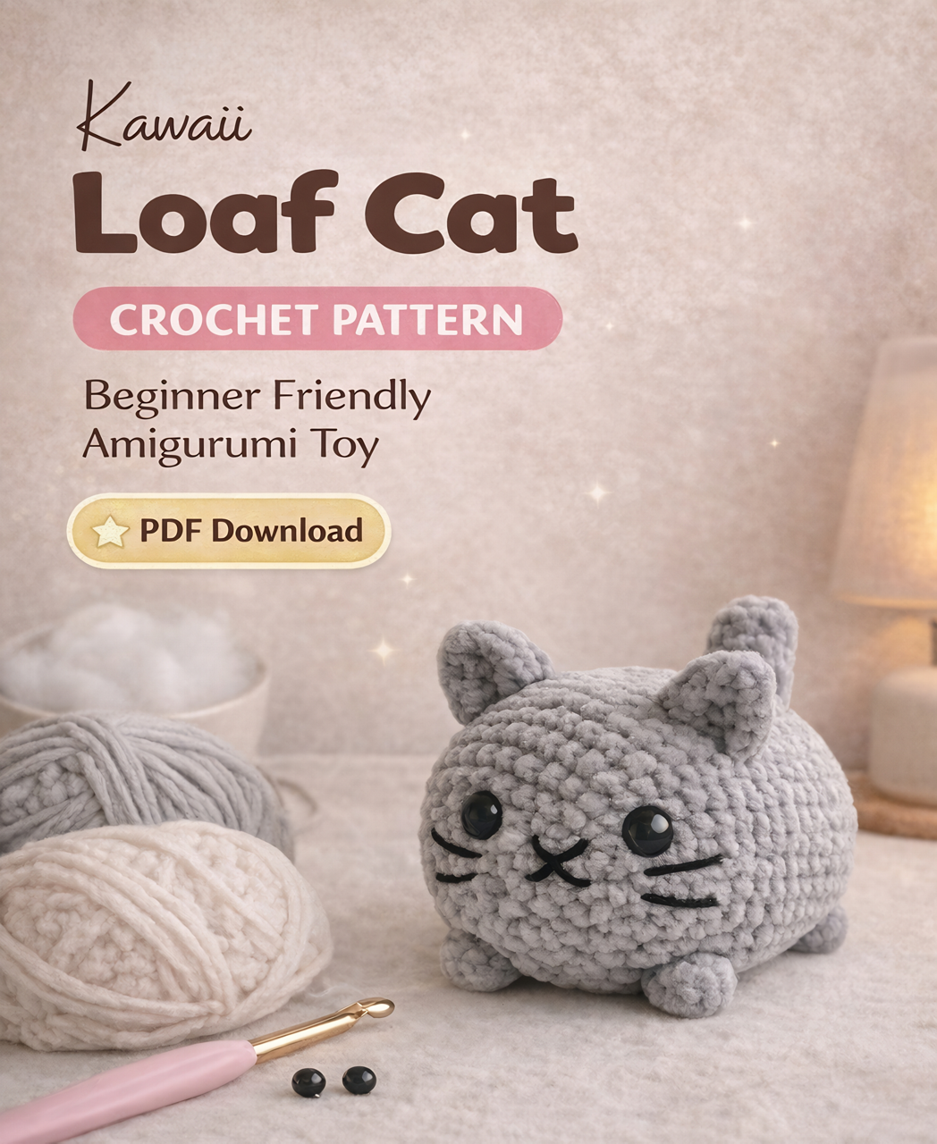 Loaf Cat Crochet Pattern - Easy No Sew Amigurumi Guide