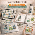 100+ Bundle - Contemplation Cats in Kimonos, Digital Sticker Pack